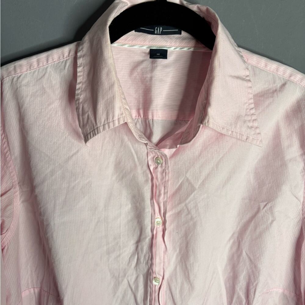 Gap Pink & White Striped Button Down Shirt 16 - Picture 3 of 8